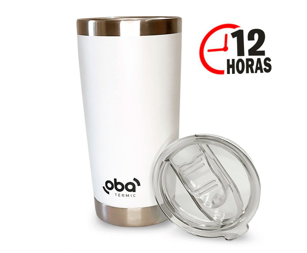 Copo Térmico De Cerveja Inox com Tampa Mantem Gelado Até 12hs - Branco