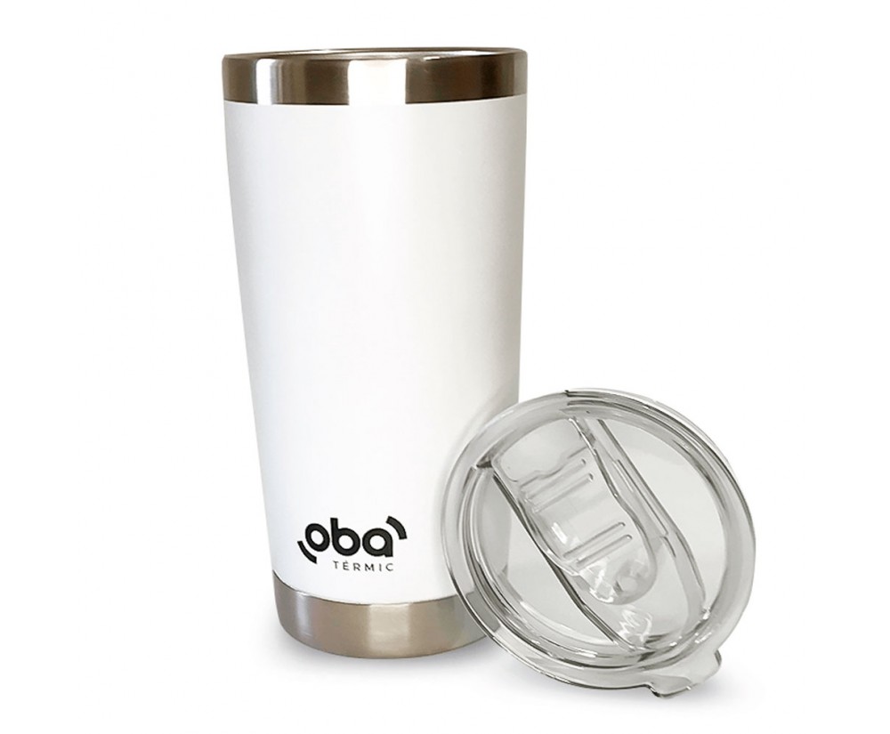 Copo Térmico De Cerveja Inox com Tampa Mantem Gelado Até 12hs - Branco