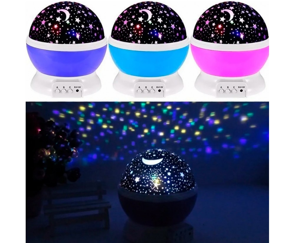 Luminaria Abajur Rotativa Projetor Globo Estrela Criança cor Rosa
