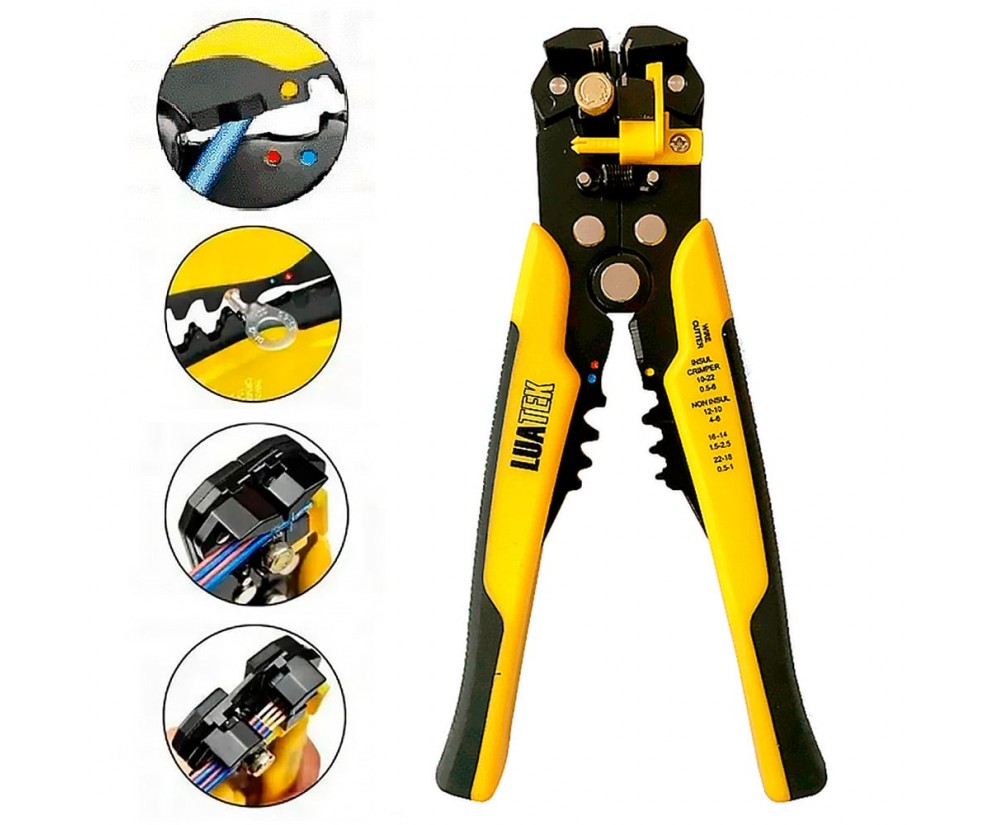 Kit Eletricista Alicate Automático Descascador Crimpador E Caneta Voltagem