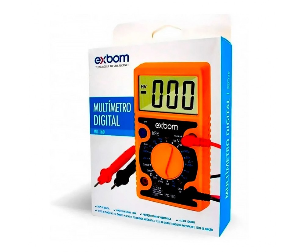 Multímetro Digital Lcd Md-160 Multiteste De Tensão Com Bip