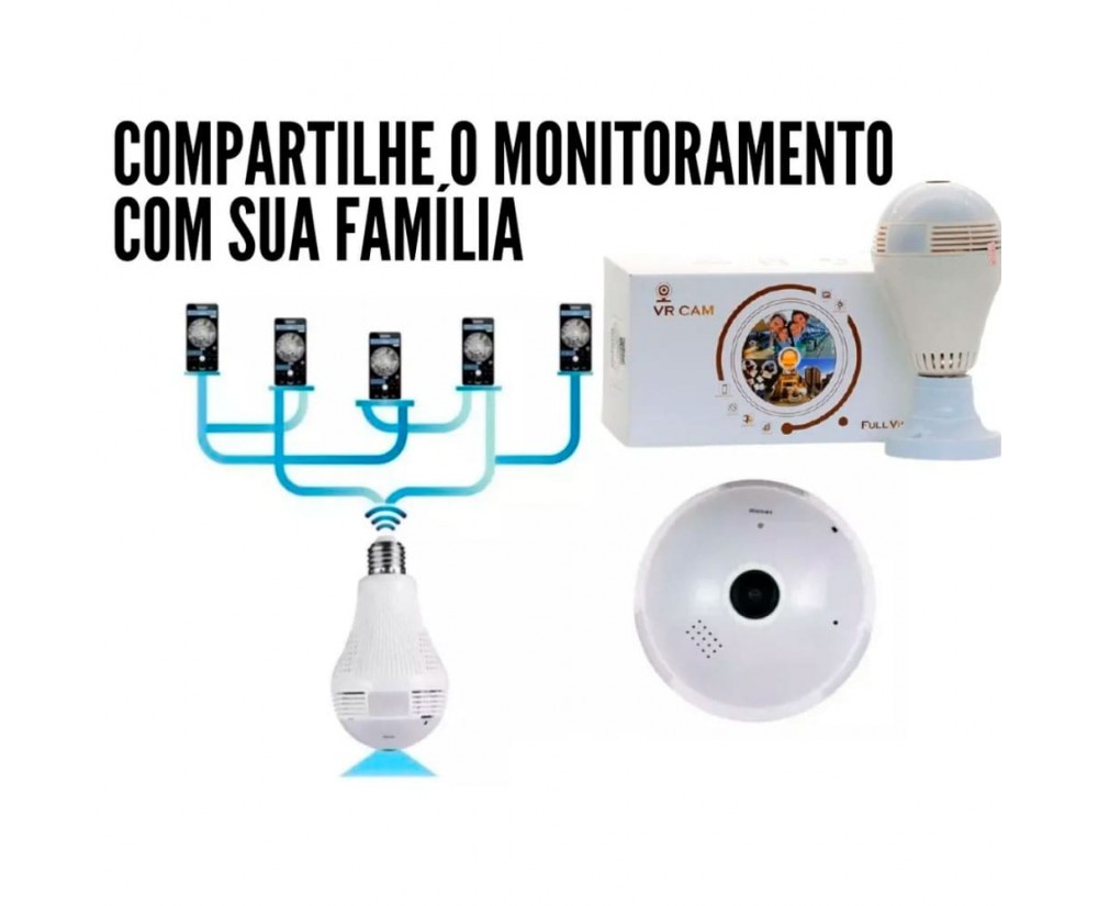 Câmera na Lampada Espiã Dia E Noite Residencia E Comércio Wifi V380