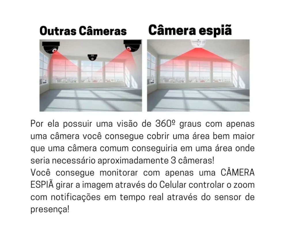 Câmera na Lampada Espiã Dia E Noite Residencia E Comércio Wifi V380