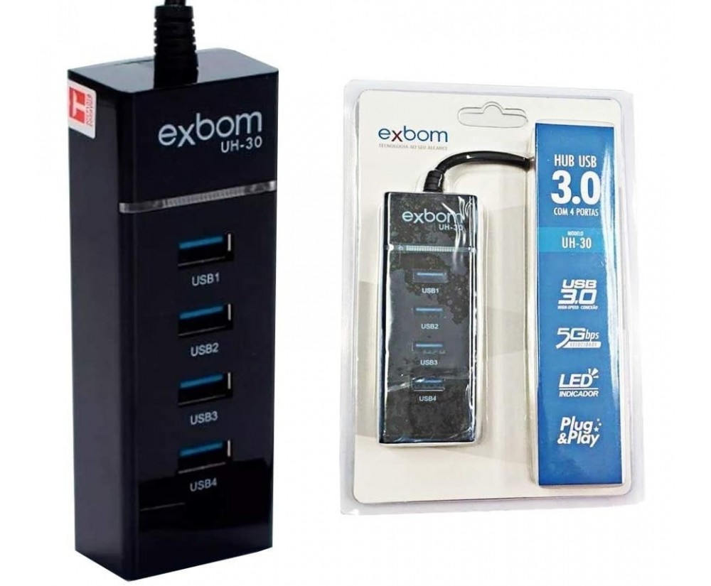 Cabo Hub Usb 2.0 De 4 Portas Rápidas Extensão Usb Pc