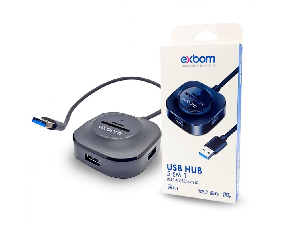 Hub Usb 3.0 Extensor 5 Em 1 Leitor Cartão Micro Sd Tf Not Pc